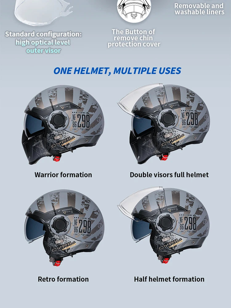 CYRIL Motorcycle Helmet Full Face Open Face Helmets 3/4 Men Women Modular Dual Visor Helmet For Motorcycle ECE DOT Approved