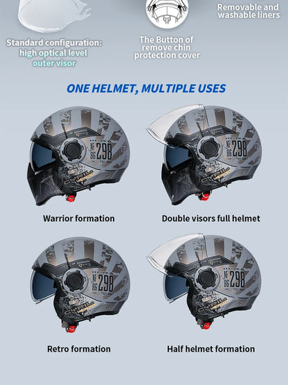 CYRIL Motorcycle Helmet Full Face Open Face Helmets 3/4 Men Women Modular Dual Visor Helmet For Motorcycle ECE DOT Approved