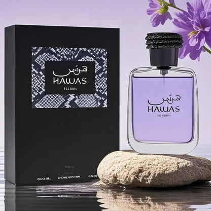 Rasasi Hawas for Him Eau de Parfum Spray 100 ML Original Arab Perfumes Lasting Watery Aromatic Pheromones Perfume Cologne 3.4 Oz