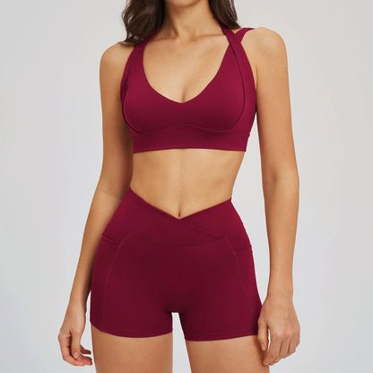 2 Pieces Yoga Suit for Women Clothes Sports Bra Shorts Sports Set Gym Running Training Sexy High Waist Butt Lift Sports Yoga Set