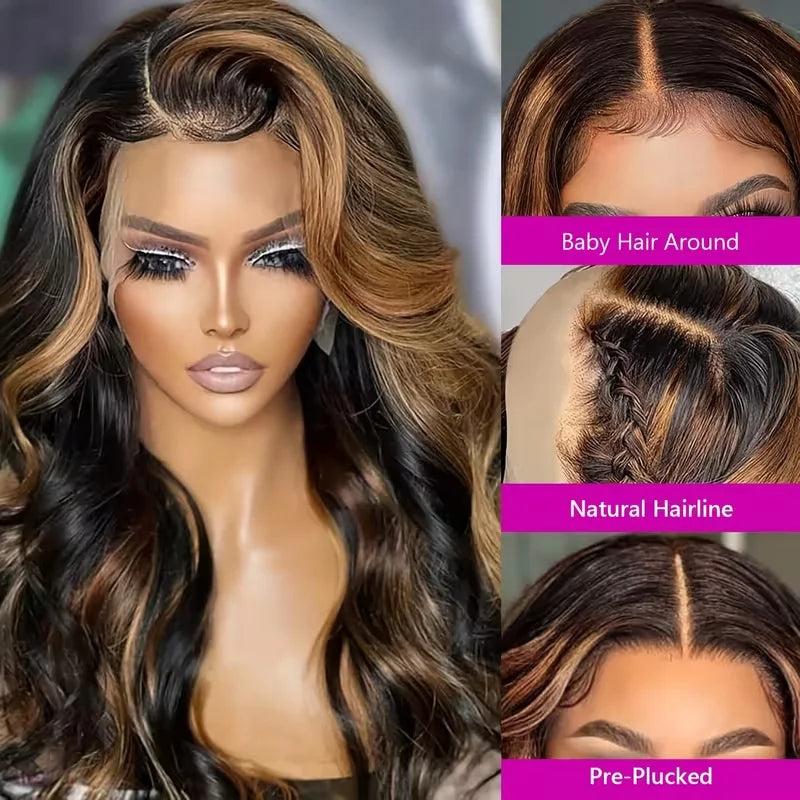 1B30 Highlight Body Wave Human Hair Wig 13x6 13x4 Hd Lace Front Wig Loose Body Wave PrePlucked Pre Cut Lace 4x4 5x5 Glueless Wig