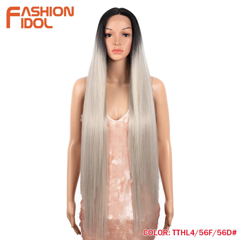38 inch Straight Long Hair Synthetic Lace Front Wigs For Women High Temperature Hair Ombre 613 Red Cosplay Wigs Synthetic Hair