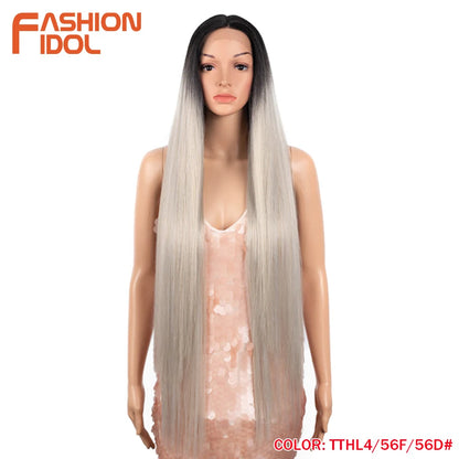 38 inch Straight Long Hair Synthetic Lace Front Wigs For Women High Temperature Hair Ombre 613 Red Cosplay Wigs Synthetic Hair