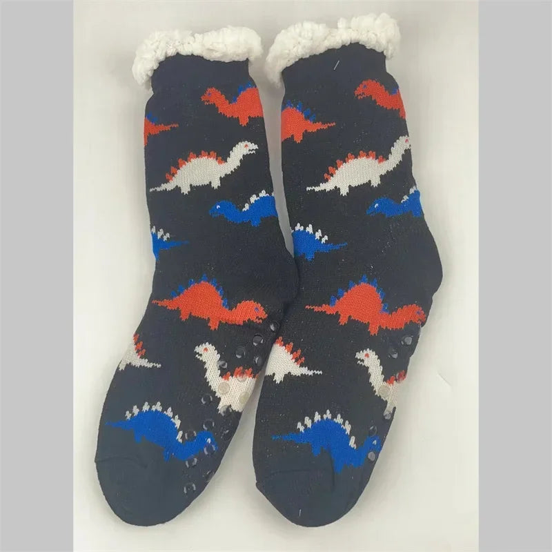 Christmas Fuzzy Socks Womens Winter Thermal Warm Floor Sock Soft Female Home Indoor Gifts Non Slip Grip Slipper Sock Fluffy