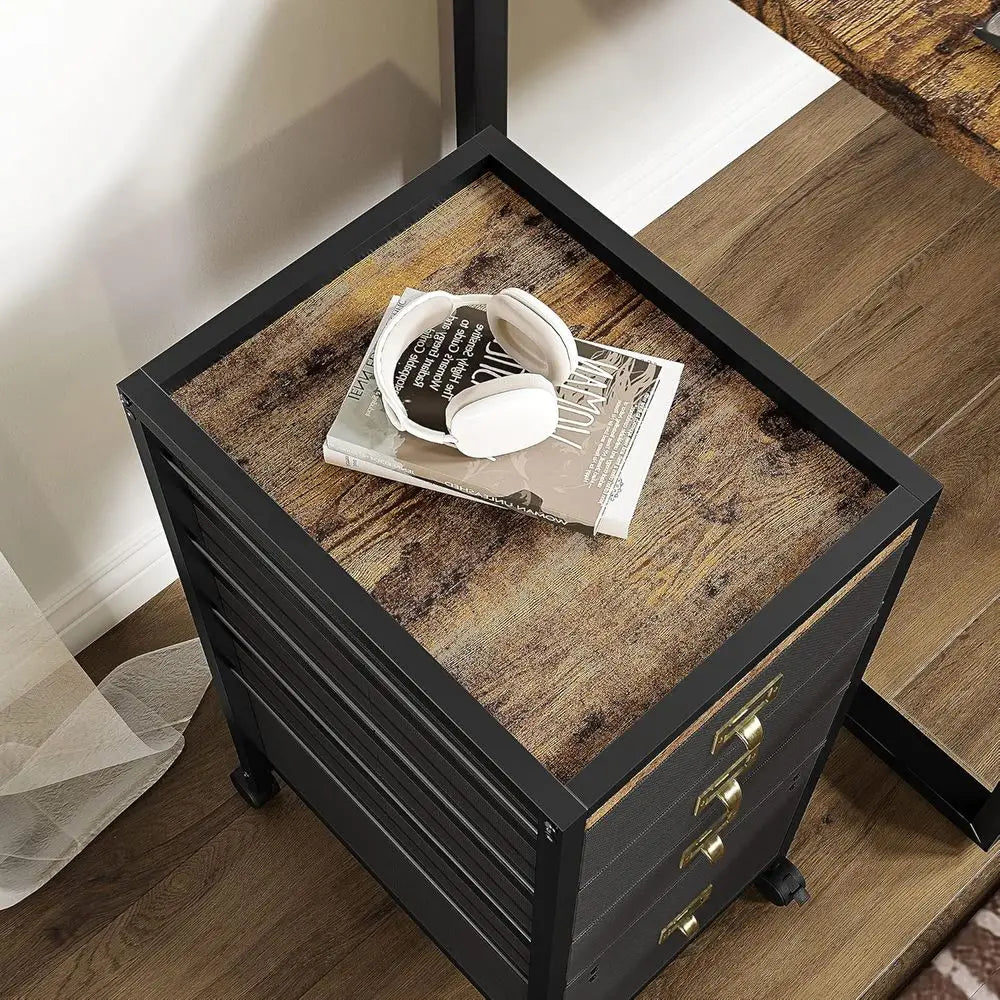 Mobile 3-Drawer Letter/A4 File Cabinet with Fabric, Under Desk Storage for Home Office on Wheels