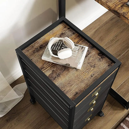 Mobile 3-Drawer Letter/A4 File Cabinet with Fabric, Under Desk Storage for Home Office on Wheels