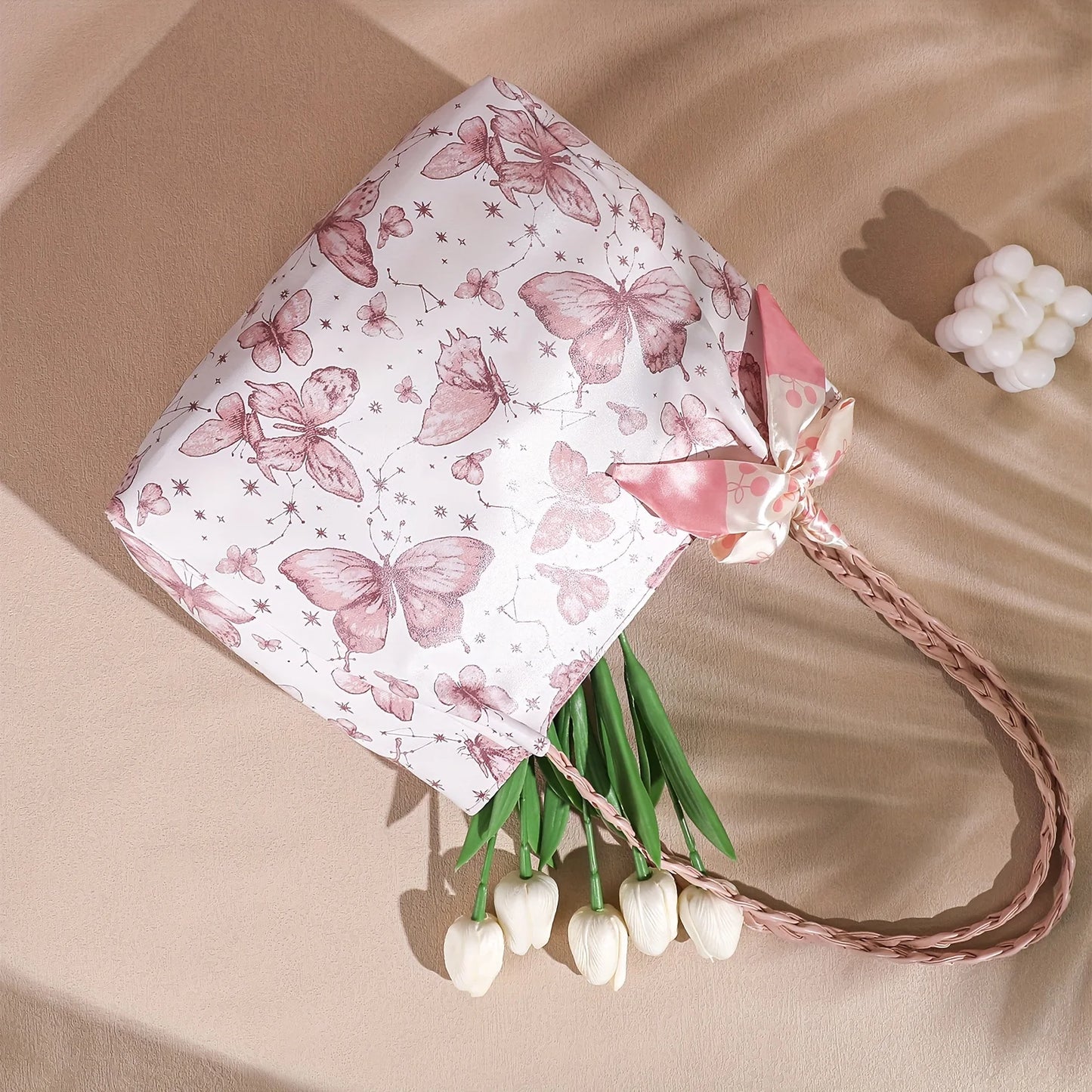 【Hot New】Cute Artistic Texture Butterfly Print Tote Bag for Women  Ideal for Shopping  Class & Commuting  Perfect Gift Option