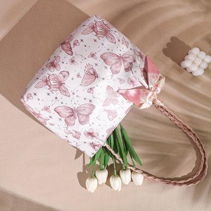 【Hot New】Cute Artistic Texture Butterfly Print Tote Bag for Women  Ideal for Shopping  Class & Commuting  Perfect Gift Option