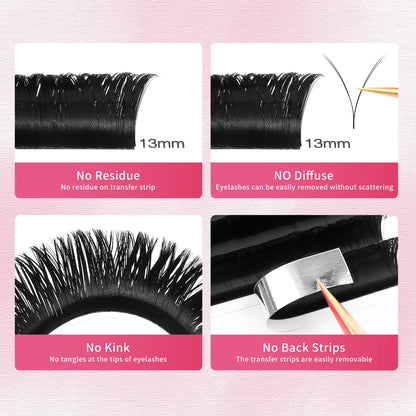 XIUSUZAKI YY Shape Black Brown Eyelashes Extensions Two Tips 2D YY False Lashes Natural Premade Volume Fans Individual Lashes