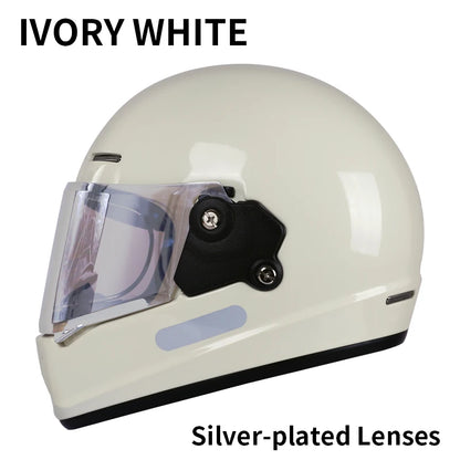 Retro-style full-face helmet with multi-color lenses, ABS material, DOT certified, suitable for all seasons