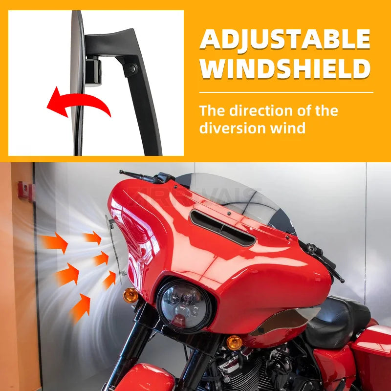 Motorcycle Adjustable Side Wing Windshield Smoke Air Deflector For Harley Touring Ultra Limited Electra Street Glide 2014-2023