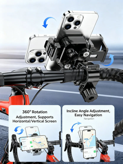 Motorcycle Riding Shock-Absorbing Phone Holder Adjustable Anti-Theft Quick Release Navigation Bracket with Mountain/Road Bicycle