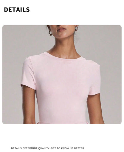 FUBEIKE New Fake Two-Piece Anti-Exposure Tight-Fitting Sports Dress Slimming Strap Casual Fitness Back Yoga Tennis Dress