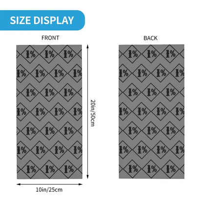 One Percenter 1% Bandana Neck Cover Printed Motorcycle Club Biker Mask Scarf Multifunctional Cycling Scarf for Men Women Adult