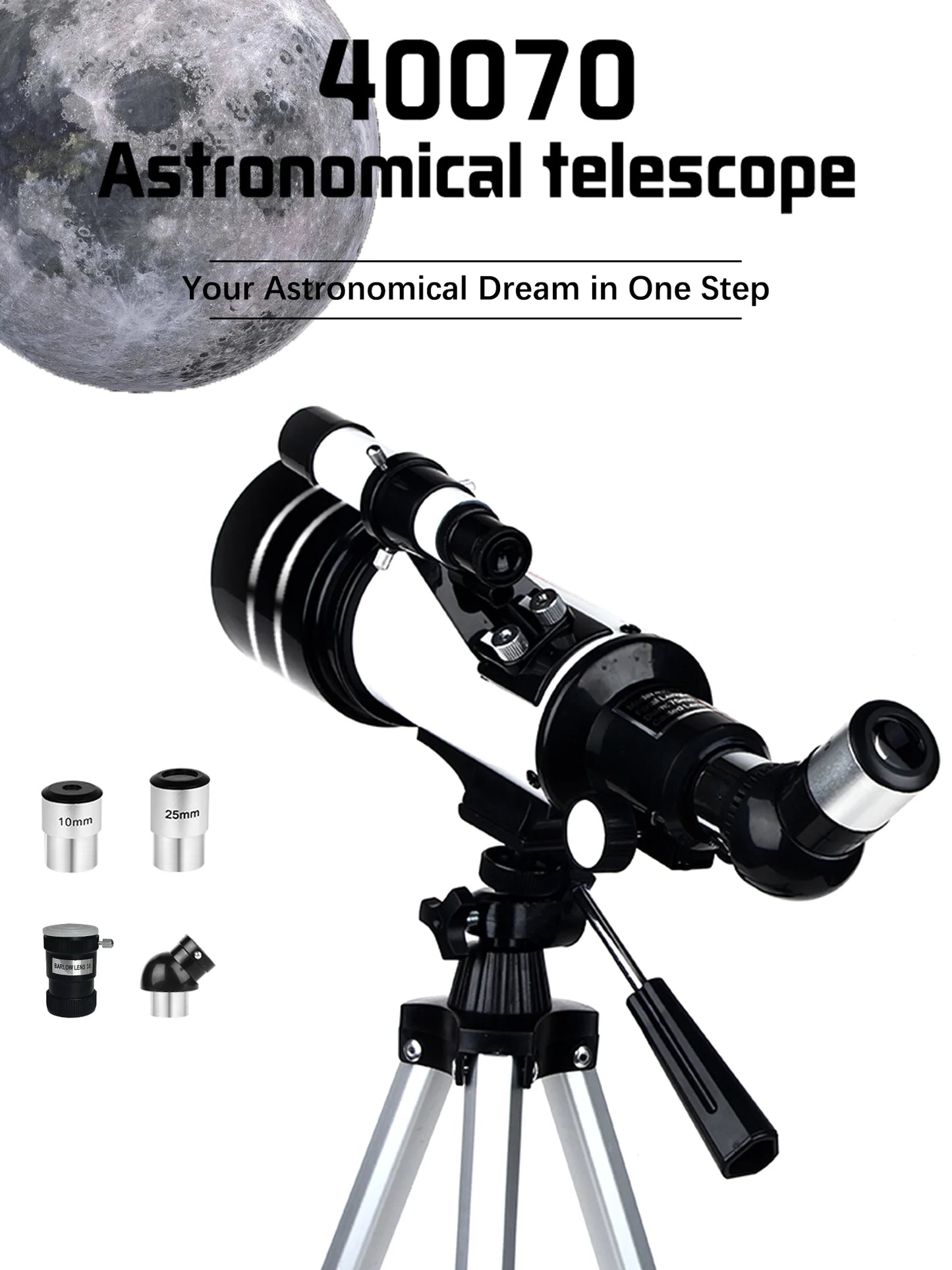 16-120x70mm Astronomical Telescope for Kids & Adults Aperture 400mm refractor Refracting Telescope for Beginners in Astronomy