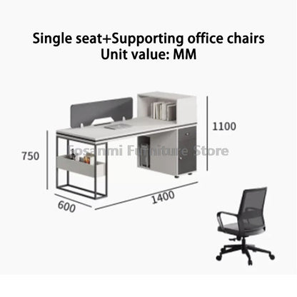 Office Staff Work Desk and Chair Sets Modern Computer Desks with Storage Drawn and Screen Home Furniture Swivel Chairs Table Set