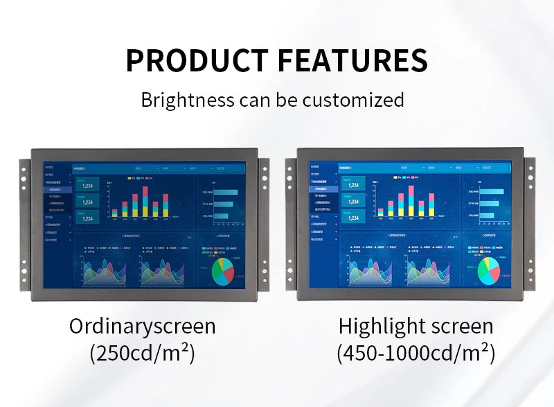 10.1 Inch 1920*1200 16:10 Metal Case Capacitive Touch Screen VESA Industrial Monitor With VGA HDMI BNC AV USB Port for CNC Kiosk