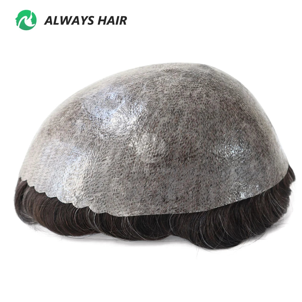 I SKIN Men's Capillary Prothesis 0.12-0.14mm Indian Human Hair 130% Hair Density Men Toupee 6x8 6x9 7x9 7x10 8x10 Size Wig Man