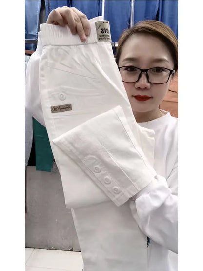 Women Cotton Linen Harun Pants Summer Loose New 2023 Ladies High Waist Versatile Thin Slim Casual Pants Female Nine-Point Pants