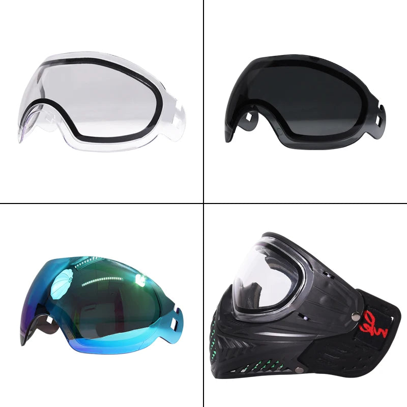 Spunky II Black Paintball Archery Mask Made of Soft PE and Hard Nylon with Thermal Anti-Fog Goggle