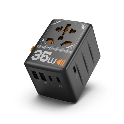 TESSAN 35W/65W/100W GaN Universal Travel Adapter with USB Ports Type C Fast Charging Power Adapter EU/UK/USA/AUS Plug for Travel