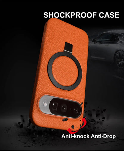 Magnet Ring Stand Phone Case For Google Pixel 10 Pro 9Pro 8A 7Pro 6pro 5A Cover Genuine Leather Case Magnetic Back Cover Cases
