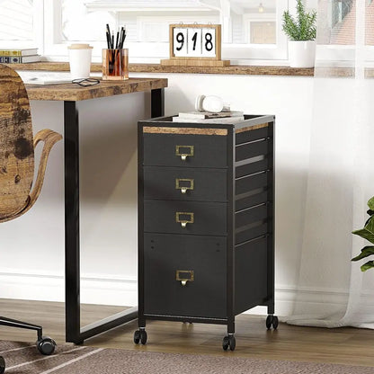 Mobile 3-Drawer Letter/A4 File Cabinet with Fabric, Under Desk Storage for Home Office on Wheels