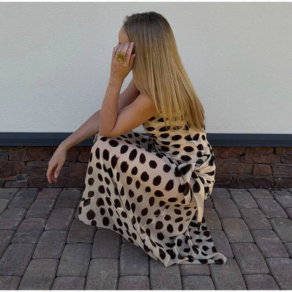 2026 Women Chic Vacation Outfits Fashion Leopard Print Sheer Chiffon Shirt Casual Turn-down Collar Mini Dress & Detachable Scarf