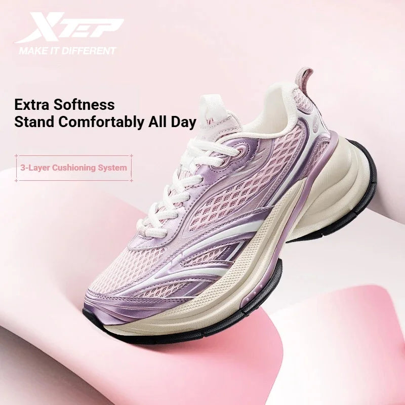 Xtep Basque 3.0 Trendy Cushioning Stable Soft Flexible Rubber Thick Sole Daily Sports Female Shoes 874218320006