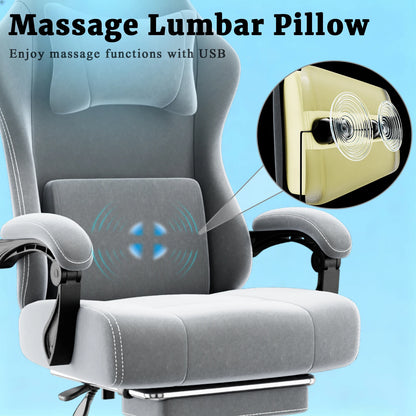 Ergonomic Gaming Chair Electronic with Massage Adjustable Lumbar Support And Foot Pedals Breathable Fabric Computer Chair