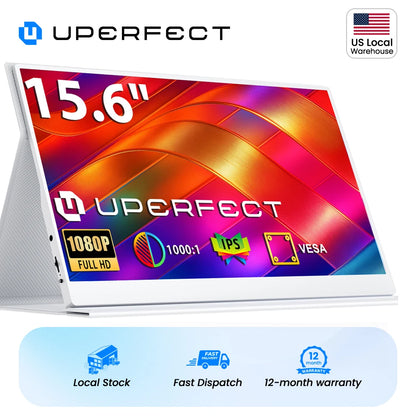 UPERFECT 15.6" Portable Monitor Travel Monitor For PS5 Switch Computer Laptops Mobilephone 1080P Ultra Slim Screen Extender With Built In Stand