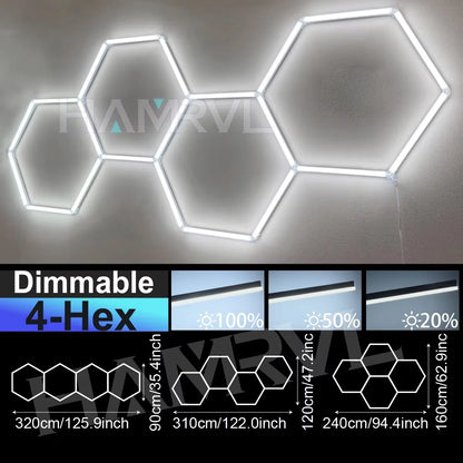 Hexagon Dimmable LED Ceiling Light Modern Honeycomb Panel with 3-Level Dimming 100%/50%/20% for Living Room Bedroom Salon Garage