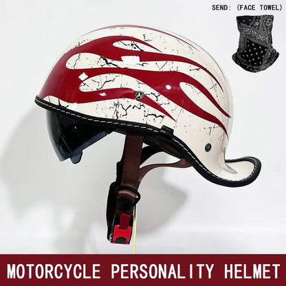 DOT motorcycle retro helmet scoop helmet for men and women summer half helmet cruise motorcycle tilt helmet commuter personality