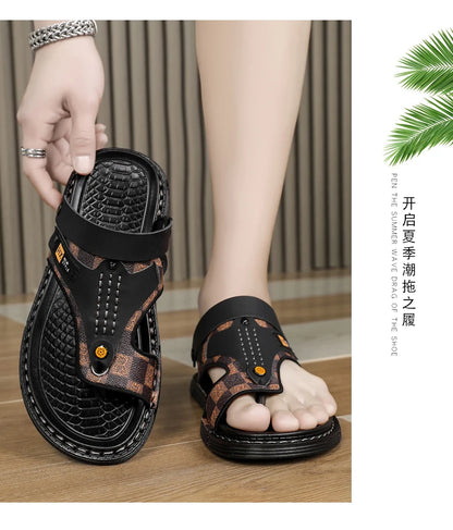 Men's high-quality beach shoes summer outdoor casual flip-flops sandals soft-sole non-slip comfort fashion dual-purpose slippers