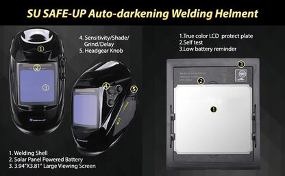Welding Mask 1/1/1/1 Auto Darkening Welding Helmet 100x97mm Large View TRUE Color 4 Sensors for MIG MAG MMA Welder Machine