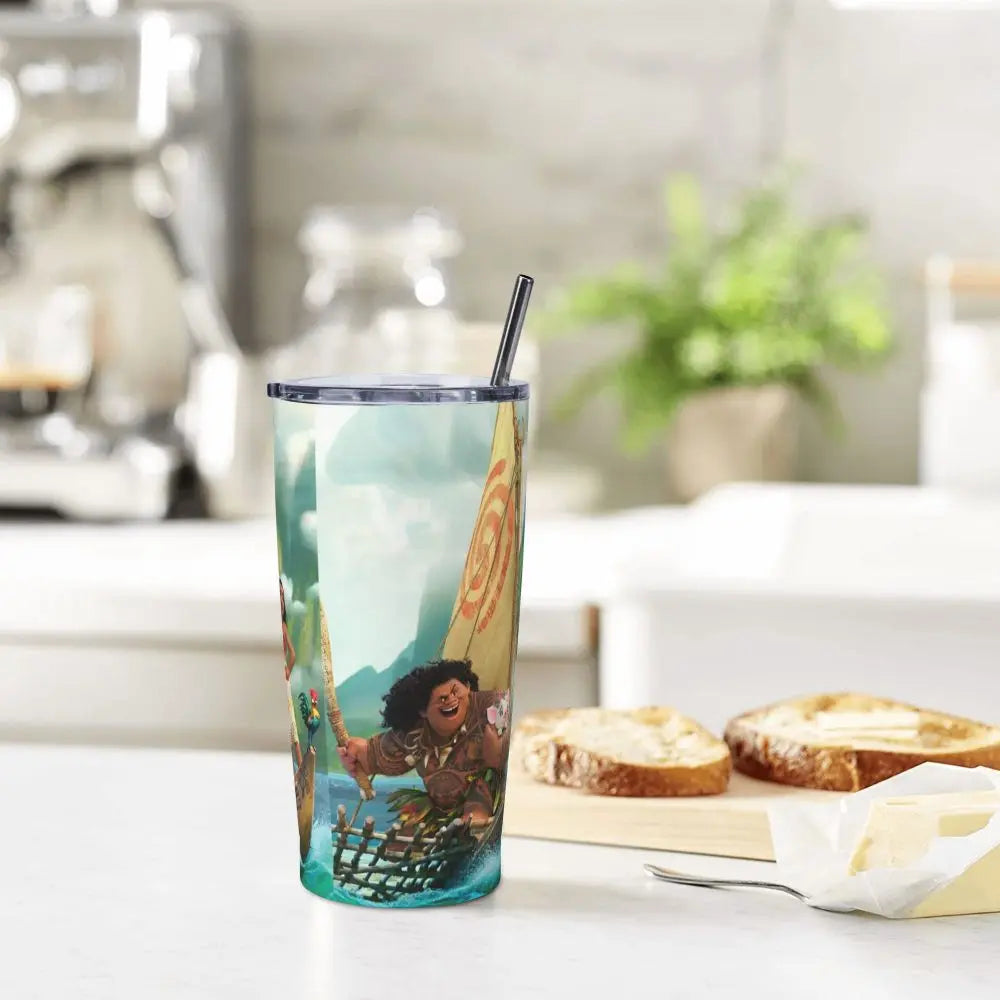 Moana and Pua Cartoon Movie Insulated Tumbler with Straws Stainless Steel Coffee Mugs Double Wall Car Bottle Cups 20oz