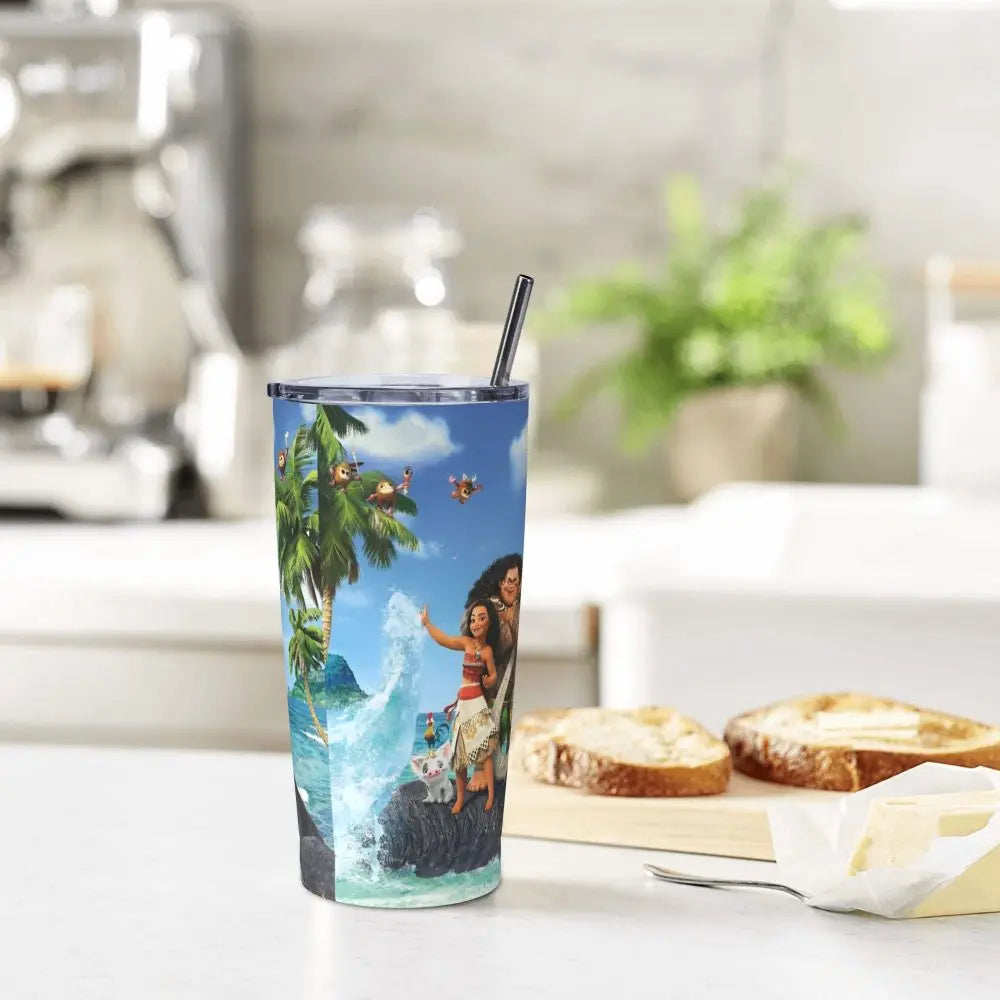 Moana and Pua Cartoon Movie Insulated Tumbler with Straws Stainless Steel Coffee Mugs Double Wall Car Bottle Cups 20oz