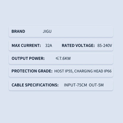 JIGU Type1 SAE J1772 EV Charger Station 32A Wallbox APP Function 7.6KW Charging Station Electric Vehicle Car