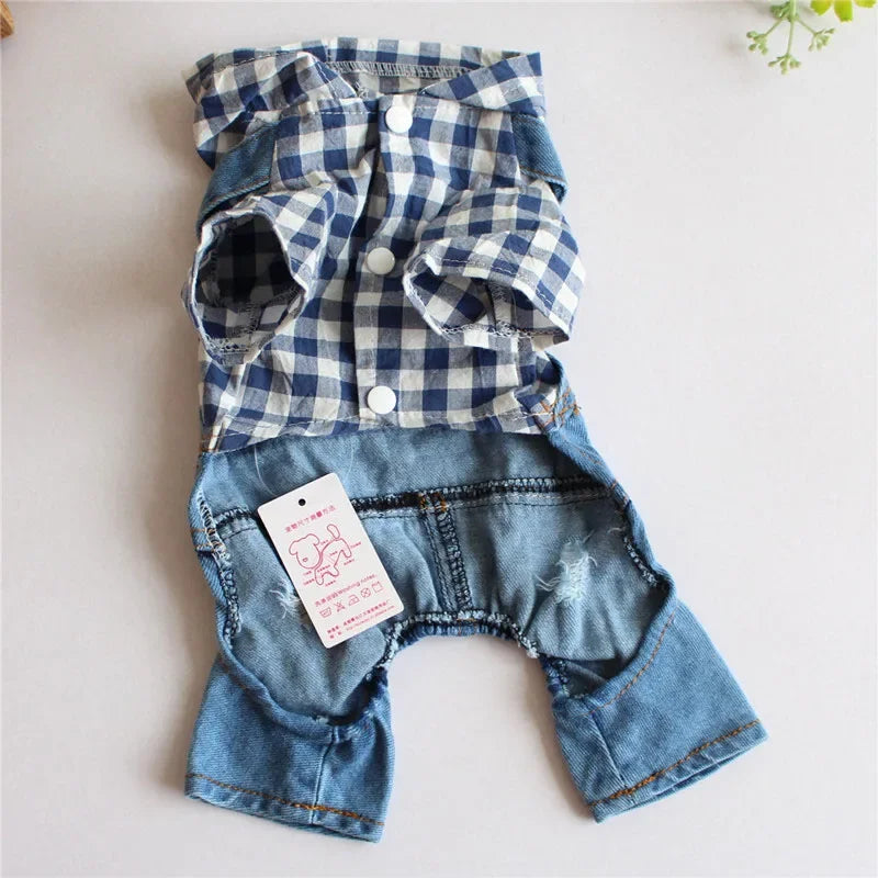 Dog Denim Overalls Puppy Jean Small Dog Costumes Pet Jean Jumpsuit Shirts Pants One-piece Outfits for Small medium Dogs