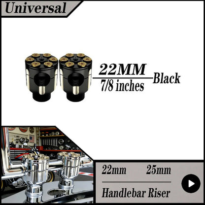 2X Motorcycle 7/8" 1" Handlebar Riser Clamp Aluminum For Harley Custom Springer Bobber Chopper 22mm 25mm Handle Bar Black/Chrome