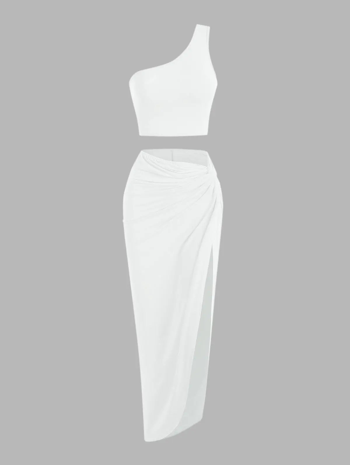 Spring and Autumn New Popular Women's Y2K Knit Off-Shoulder High Stretch Vest Top and Sexy Slit Half Skirt Set