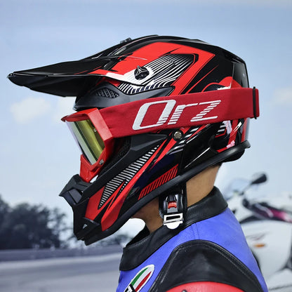 ORZF16-Off road motorcycle helmet, men's and women's rally helmet, mountain bike riding speed drops in all seasons