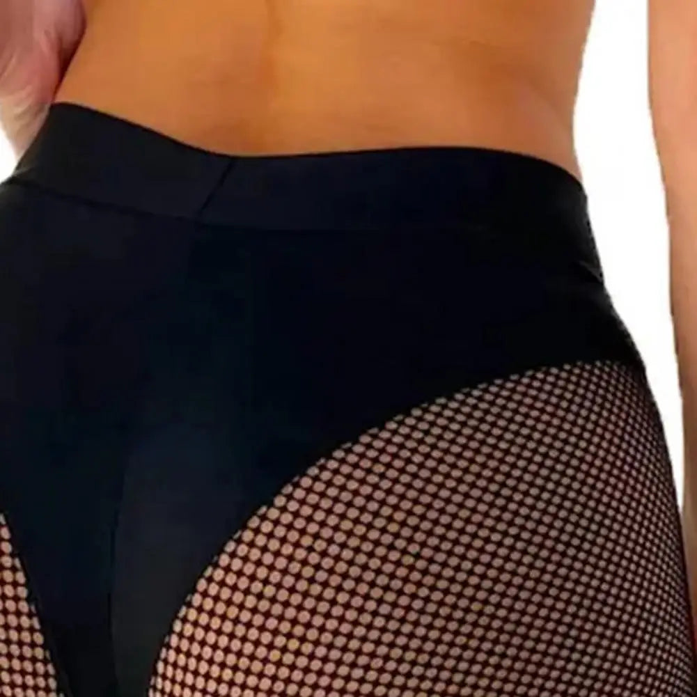 2025 Sexy Booty Yoga Shorts for Women High Waist Workout Gym Shorts Mesh Tulle Spliced Mini Hot Pants for Pole Dance Gym Yoga