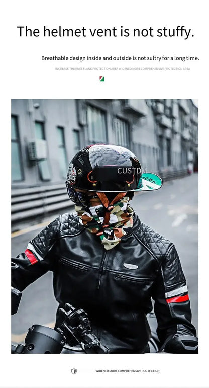 Retro Bucket Half Helmet for Men & Women - Motorcycle & Electric Bike Safety Helmet