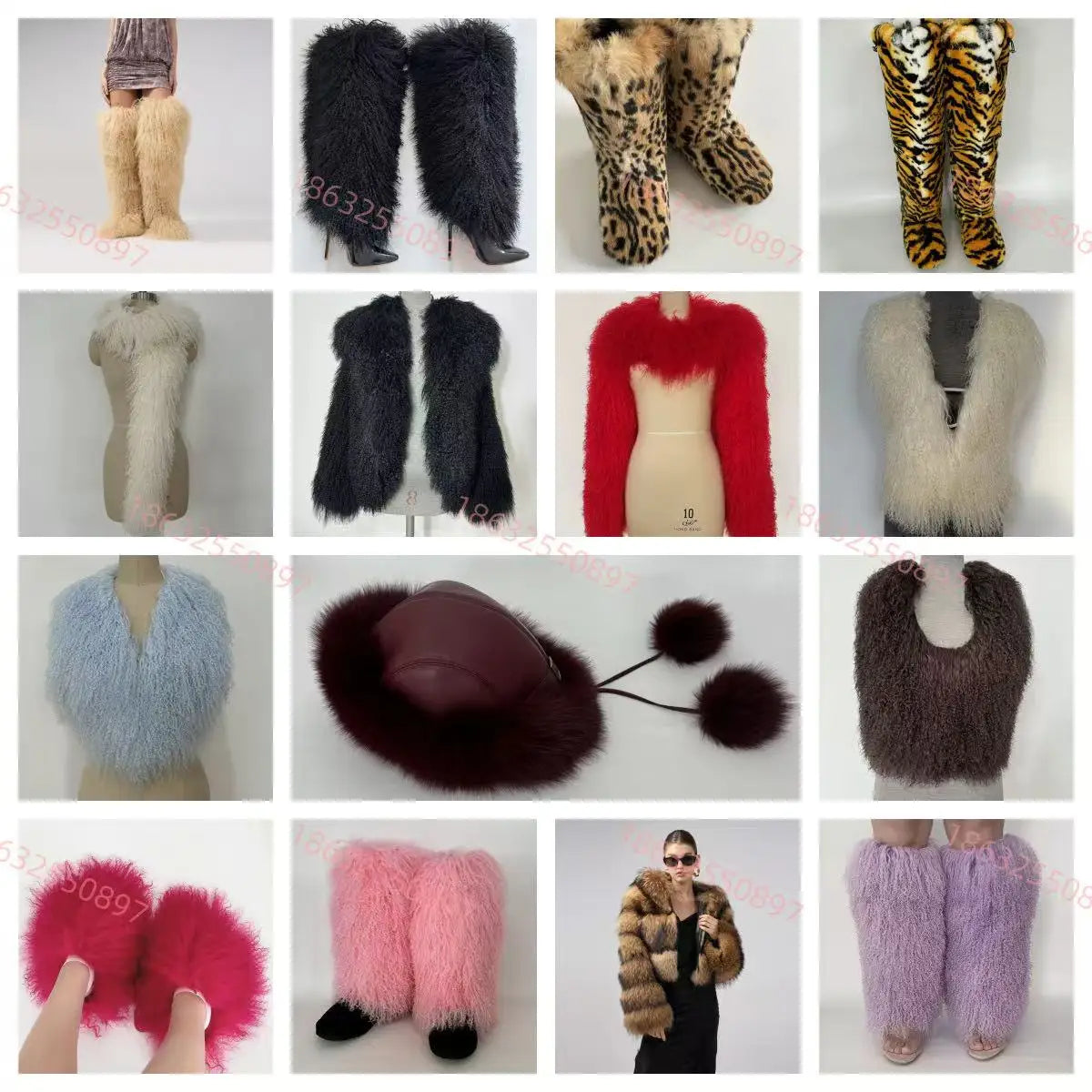 Faux Fur Knee-High Boot Round Toe Height Increasing Wild Winter Warmer Belt Buckle Slip-On Fashion Luxury Sexy Women Shoe Newest