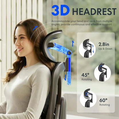ErgoX Premium Ergonomic Office Chair with Footrest- Adjustable 3D Armrests, Dynamic Lumbar Support, Recline & Tilt, Customized