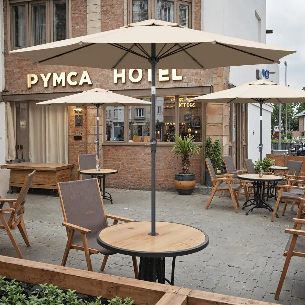 Outdoor Patio Umbrella with 8 Ribs, Push Button/Crank, Suitable for Pool, Deck, Garden, and Backyard