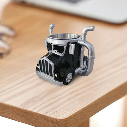 Semi-Truck Coffee Mugs 200-250ml Stainless Steel Creative Truck Coffee Cup Resin Coffee Mug Gifts for Coffee & Truck Lovers