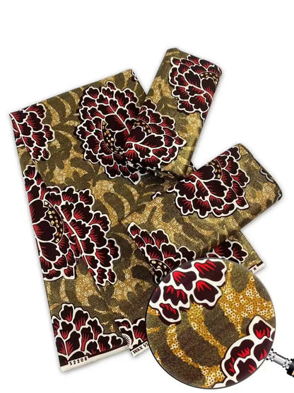 New African Wax Print Fabric Ankara Kitenge Pagne Loincloth Batik Wholesale Golden Glitter Grand 100Cotton Material For Sew 6yar