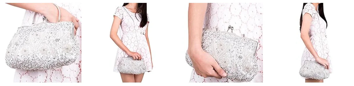 Fashion Retro Women Evening Bags Beaded Ladies Clutch Purse Shoulder Chain Wedding Party Women's Handbag Purses and Handbags